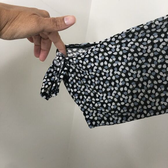 Max Studio Blue Black White Floral Stretchy Flowy 3/4 Tie Sleeve Tunic size 1X - Picture 7 of 10